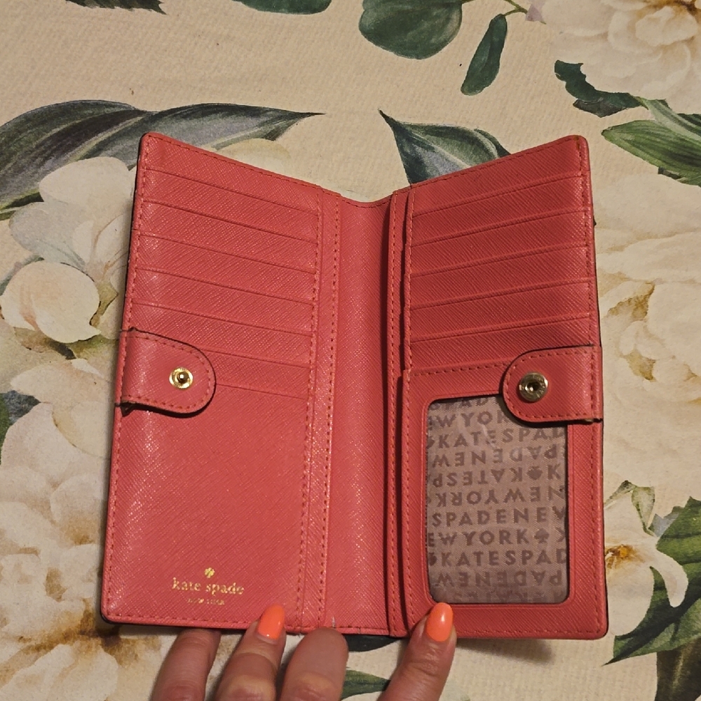 Kate Spade Pink Leather Wallet with Snap Closure